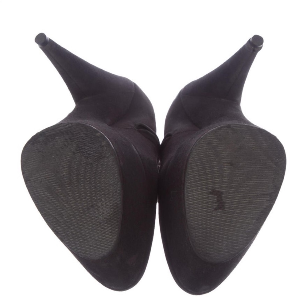 ❤️ Yves Saint Laurent Black Suede Platform Booties ❤️ F4 - Picture 6 of 15